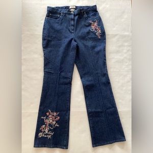 Christopher &Banks Wide Leg Stretch Embroidered Jeans Size 10. Like new.